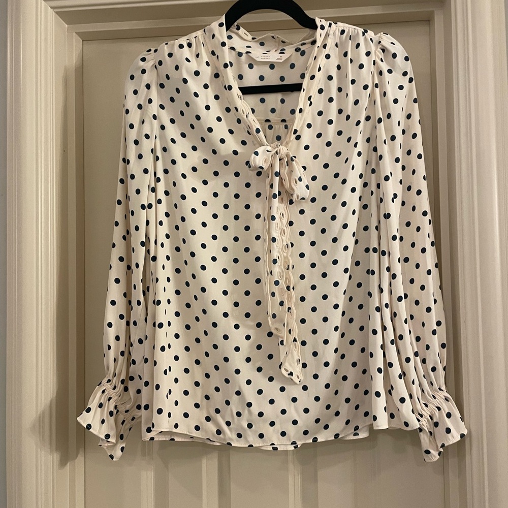 Polka Dot Blouse - White and Black